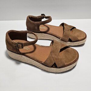 Brand New Toms Espadrille Suede Platform Sandals